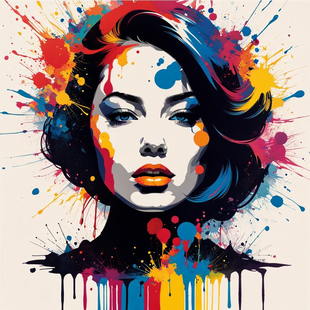 Ink splatter portrait AI Generated Artwork NightCafe Creator