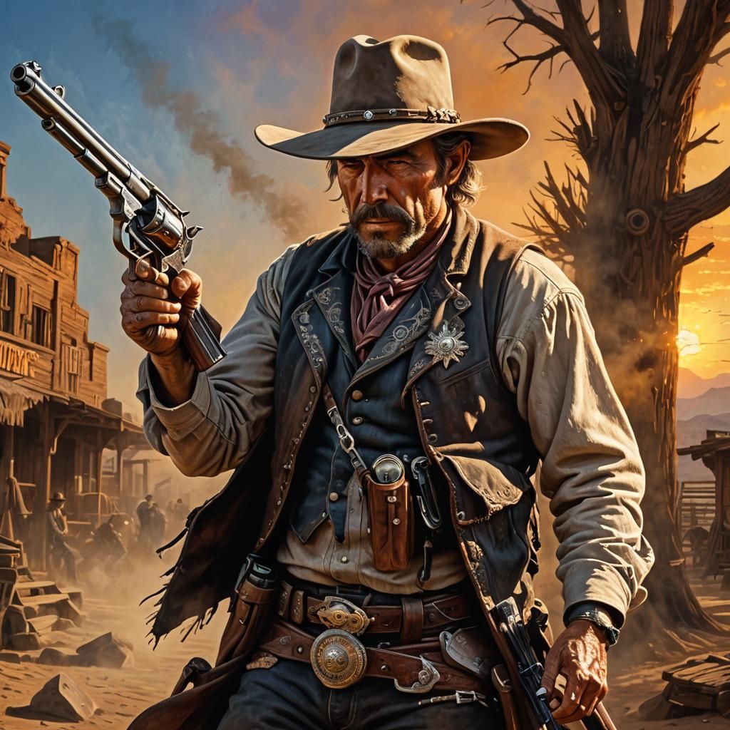 Portrait of an old west outlaw.  by @Maria