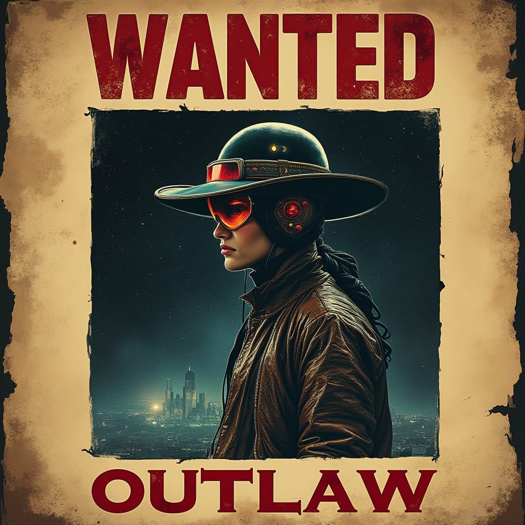 Epic Wanted Poster, vintage sci-fi pulp  by @Pharaoh Julia