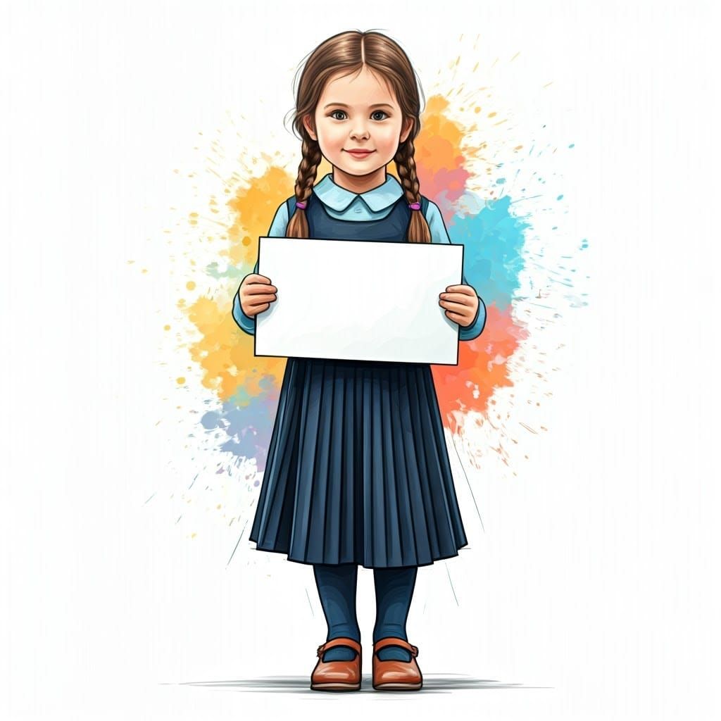 Schoolgirl with Heartfelt Message