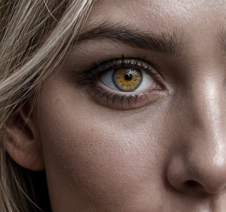 Photorealistic closeup half face creation I just made of a v...