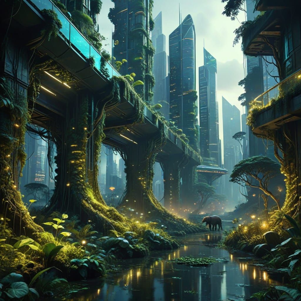 lush green forests overtake megacities