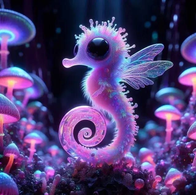 Teeny Tiny Pink Fluffy Seahorse