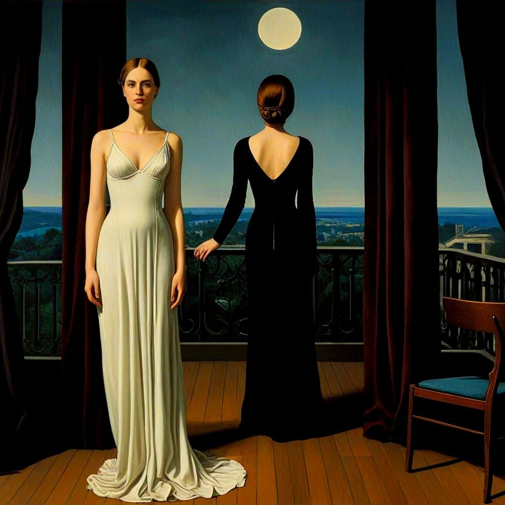 Ethereal Surrealist Scene with Elegant Female Figure