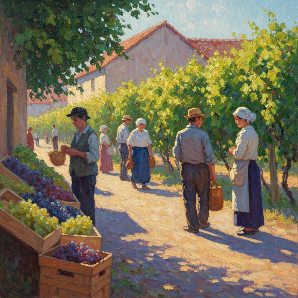 A Farmer’s market in a village that is selling grapes. Add some vines in the background. Monet oil painting ...  by @Luly