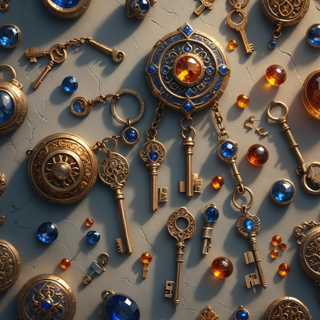 Majestic Jewel Keys with Honesty Seal, Fantasy Concept Art