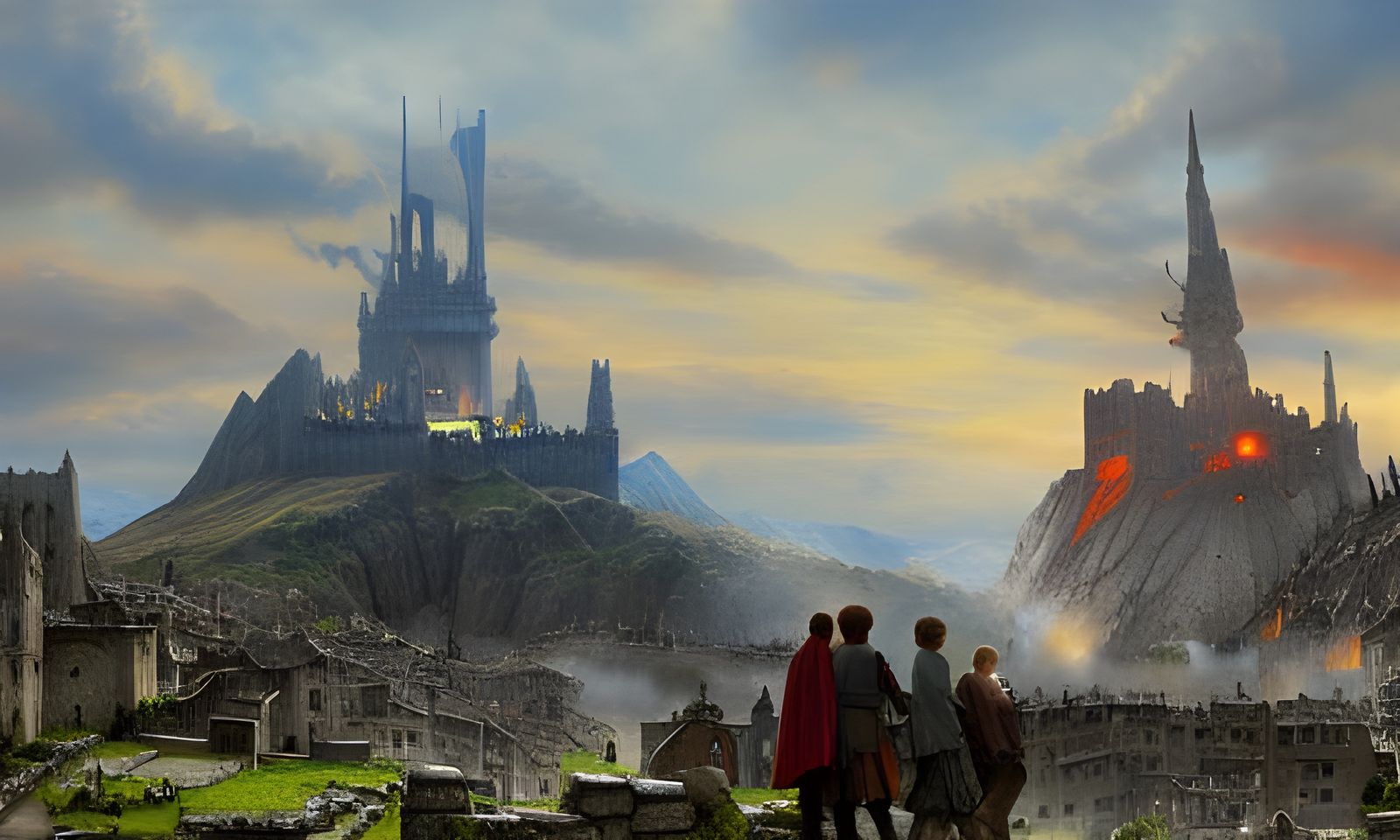 Frodo and Sam in Osgiliath by by Antoine Blanchard - AI Generated ...