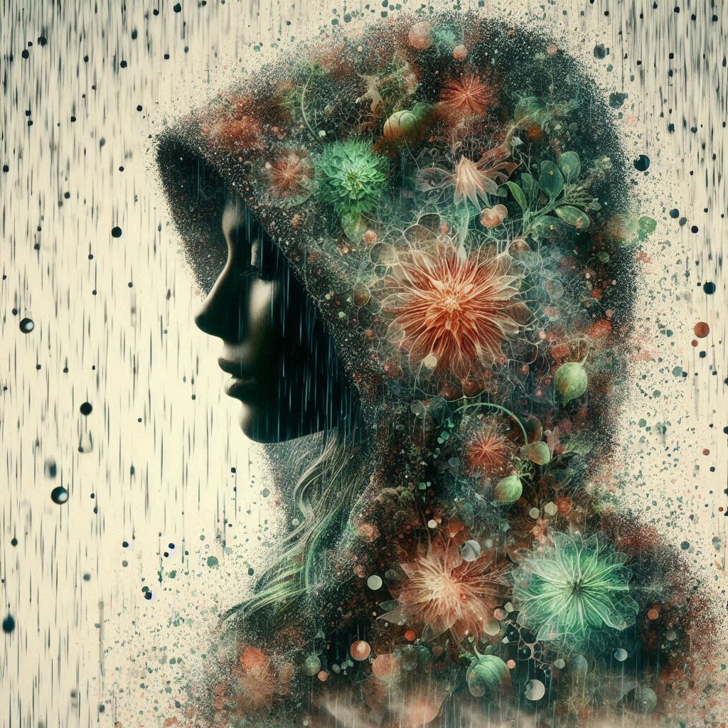 double exposure beautiful fantasy DALL-E 3 portrait landscap...