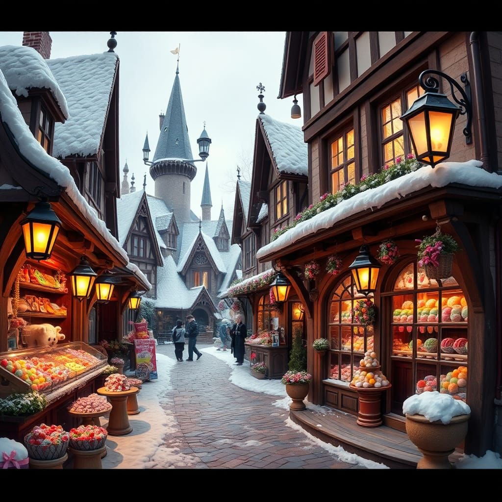 Candy shop near Hogwarts School of Wizardry AI Generated Artwork