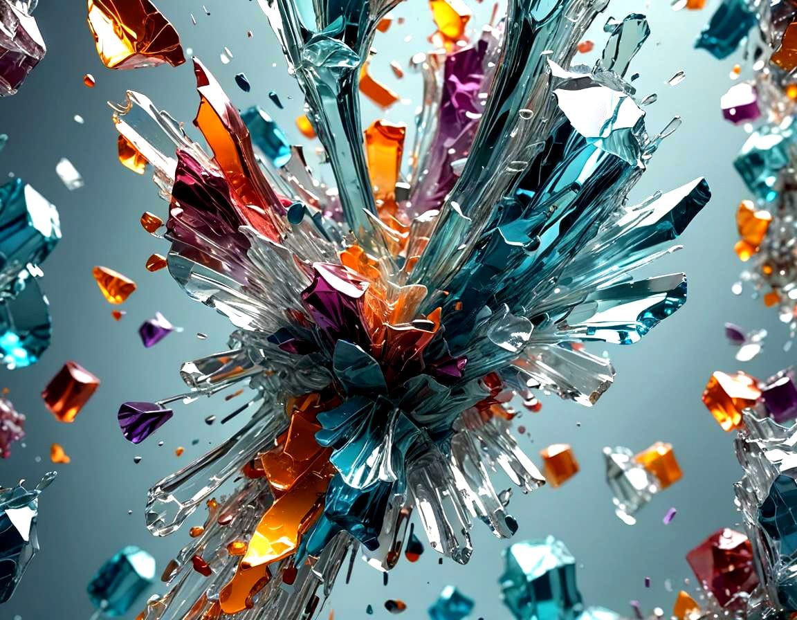 Shattered broken colorful glass.  by @Mytho