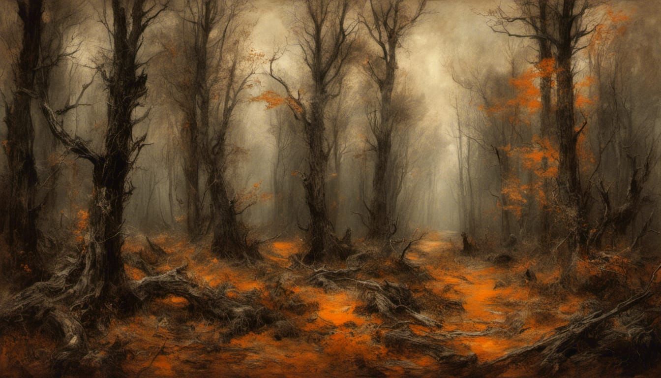 Autumn dying forest