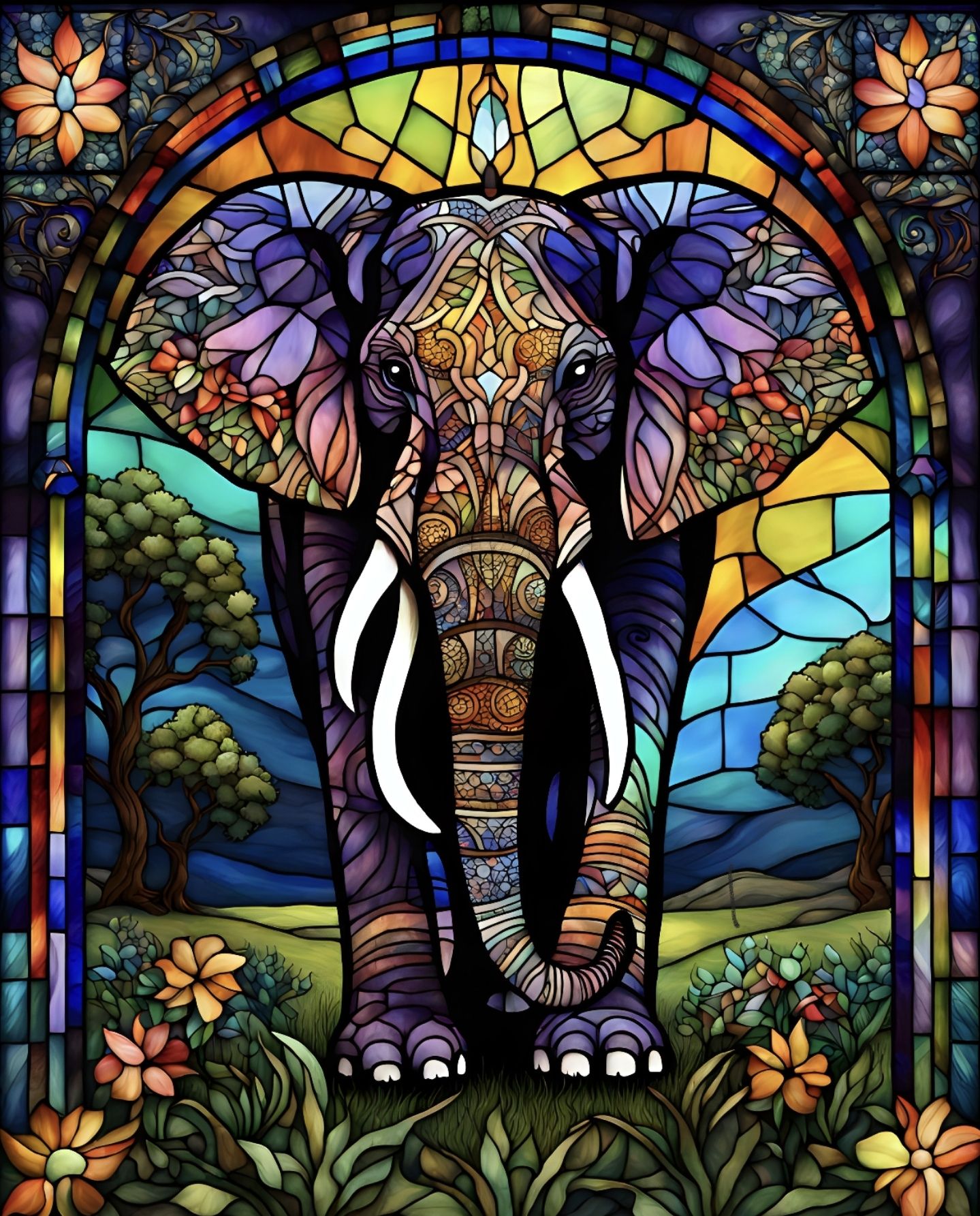 Stained glass elephant