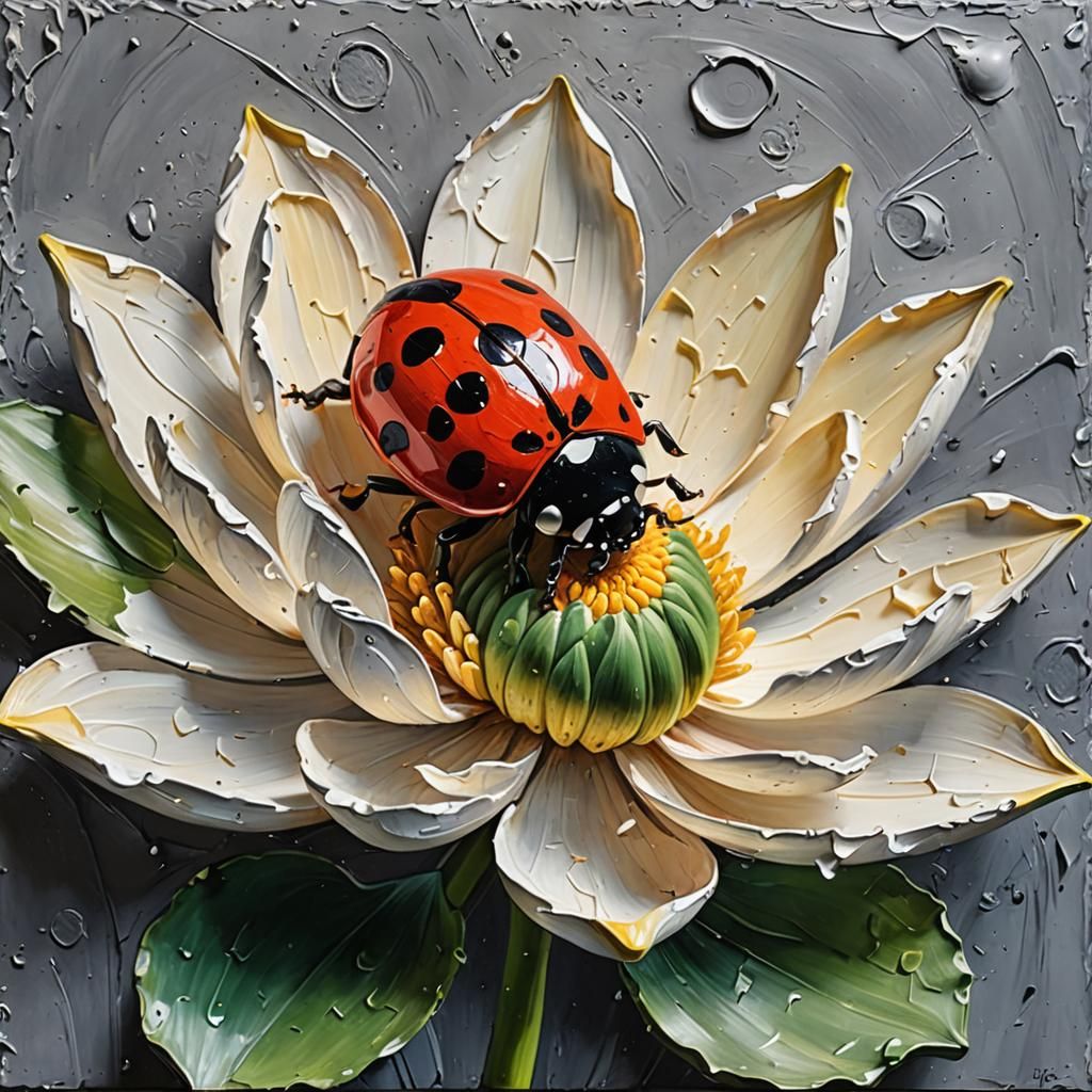 Lady bug on lotus flower  by @Persie