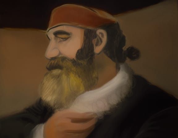 retrato de hombre con barba en fondo bandera israel