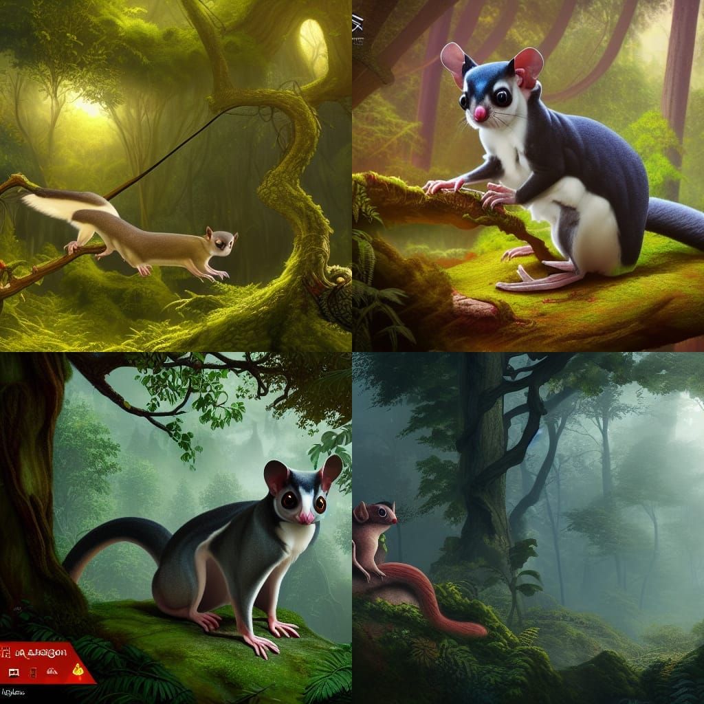 Sugar glider in the forest