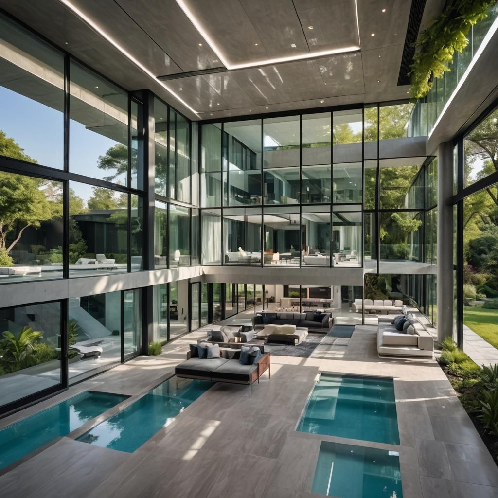 Luxurious Modern Home with Pool in Deconstructivist Style