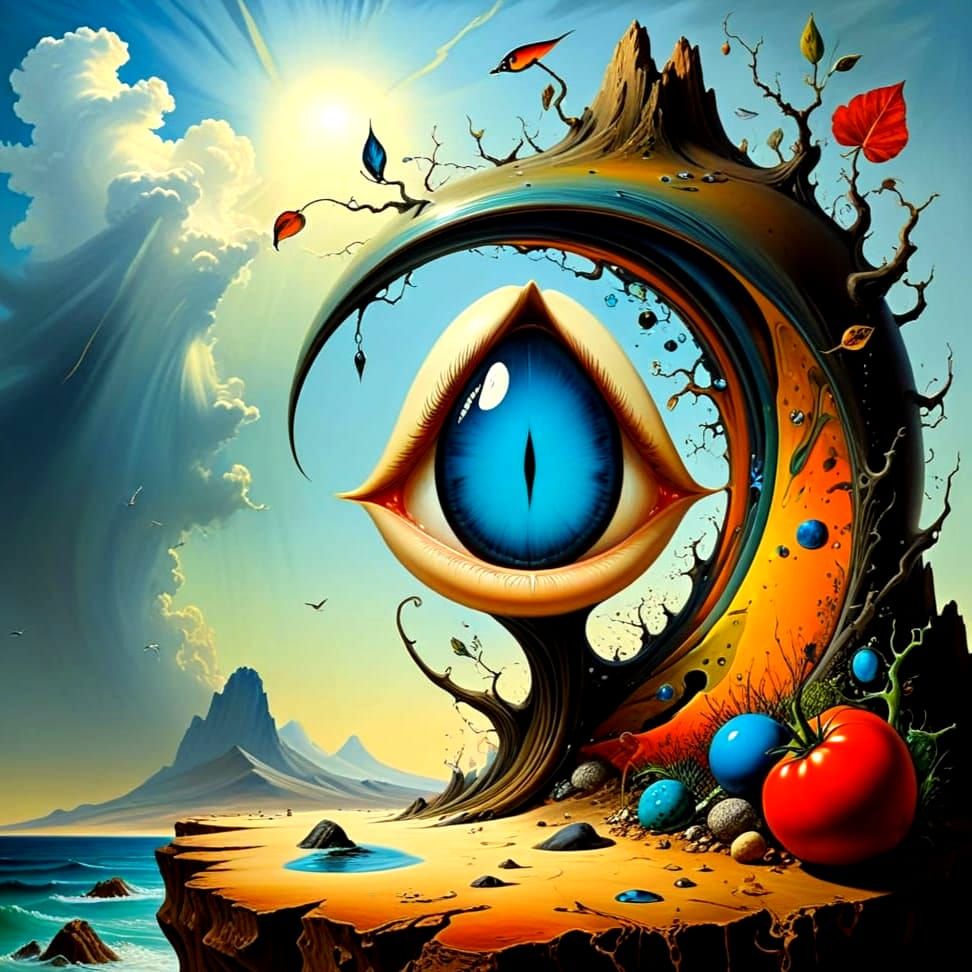 Surrealistic Masterpiece in High Contrast Colors