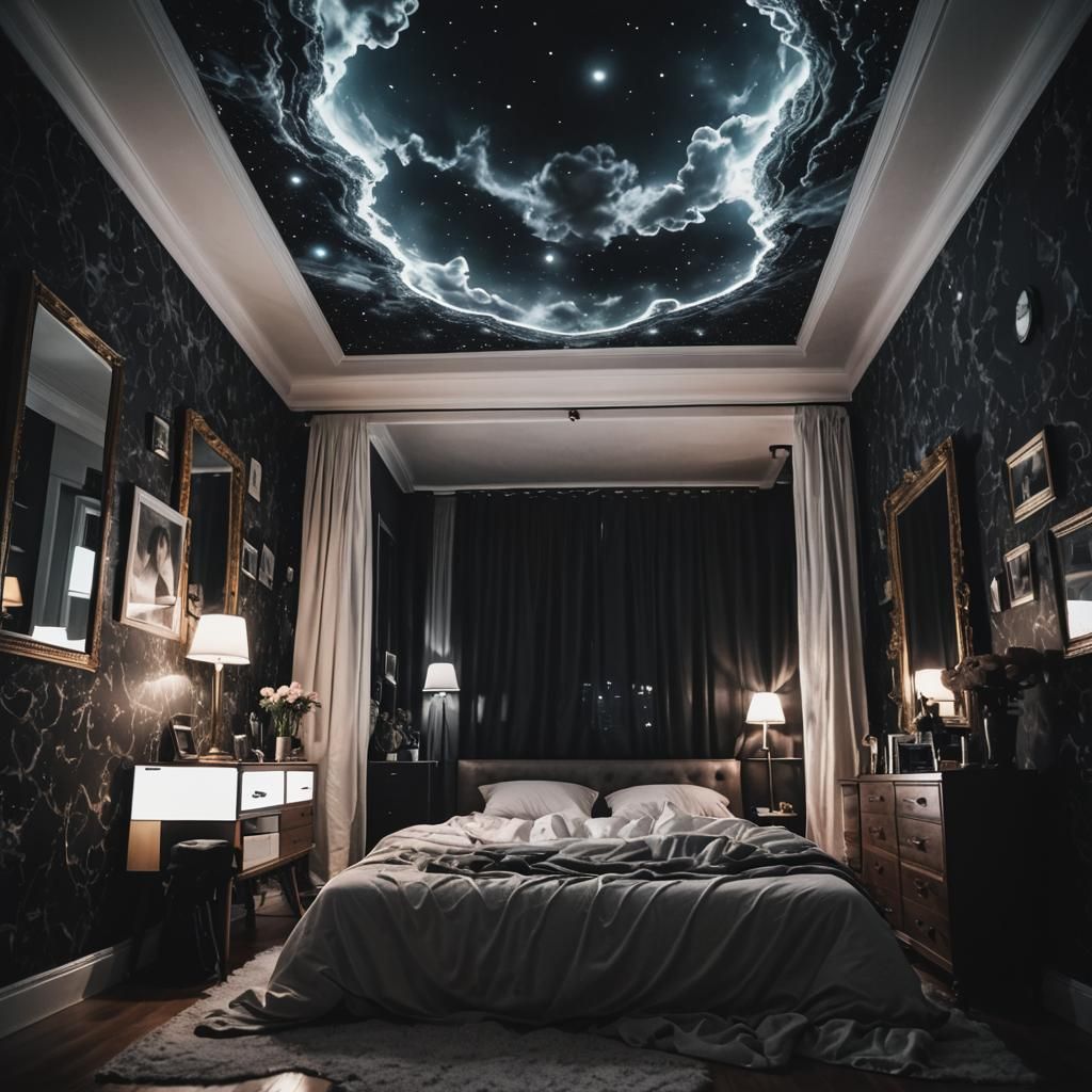surreal astral projection ultimate dark vibes gloomy light hq 4k nightmare reality Upsidedown  bedroom 50/50 twin world mirror reflection un...