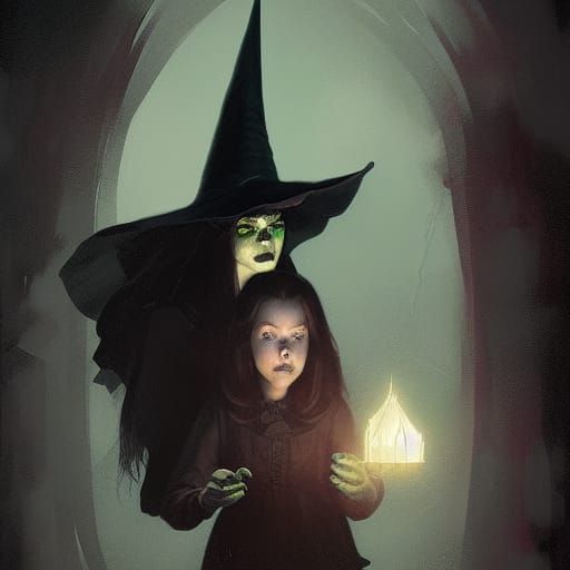 The wicked witch of the west plotting Dorothy's demise