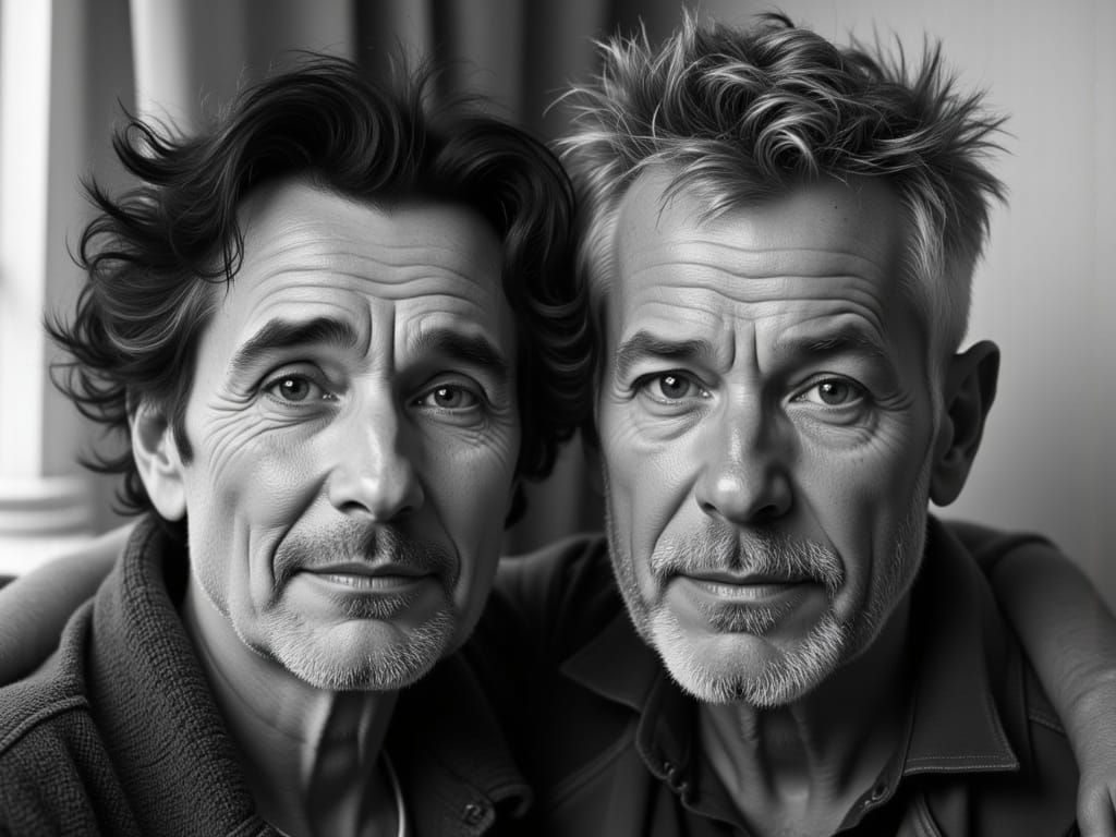 Man and Woman in Striking Black and White Photo