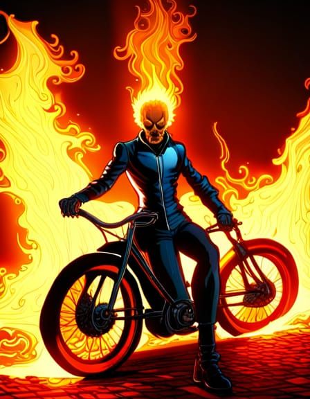 Download Ai Generated Ghost Rider Fiery Royalty-Free Stock