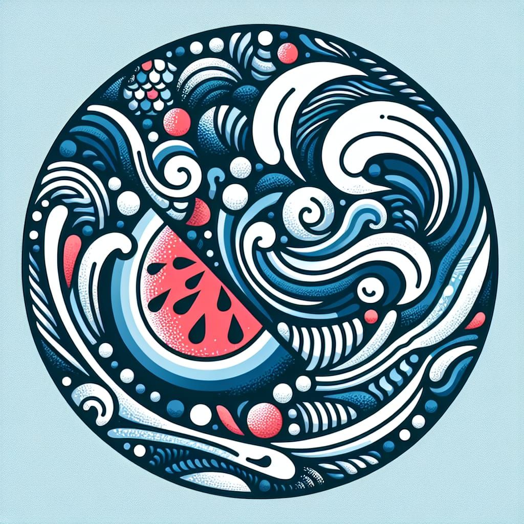 Abstract Blue and White Watermelon Art
