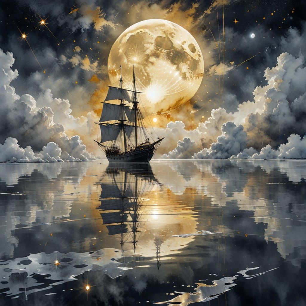 Golden Moonlight Reflections  by @ArtAuvergne