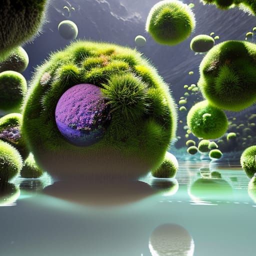 marimo moss orbs at the bottom of a lake - AI Generated Artwork ...