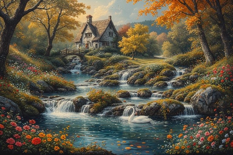 Autumn Cottage Landscape