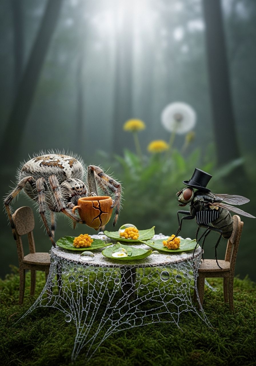 Spider and Fly having Tea