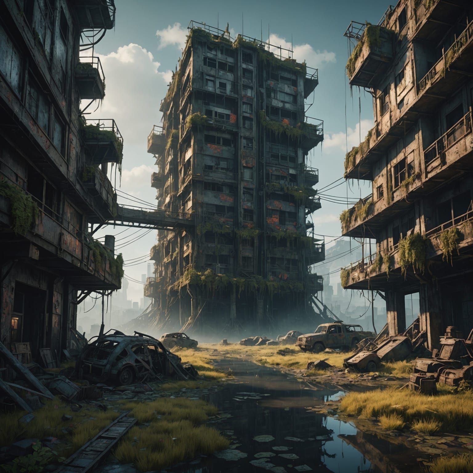 creepy, abstract art, post-apocalypse, microbes, pixiv