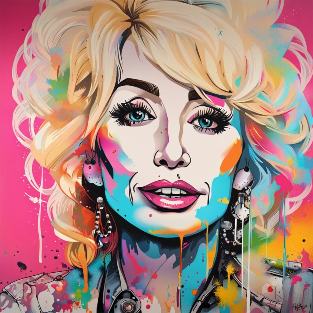 Dolly Parton Graffiti Art in Splash Style