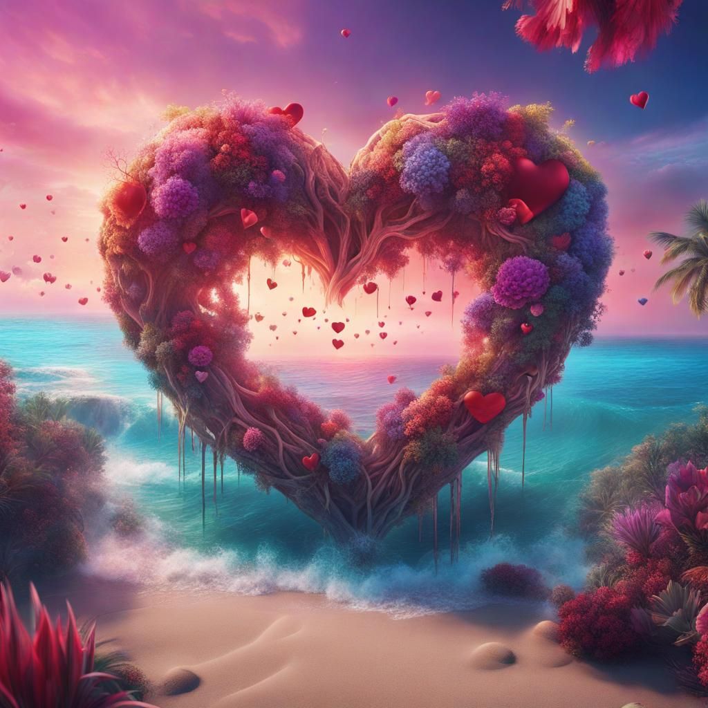 love island where there a heart falling from the sky and the...