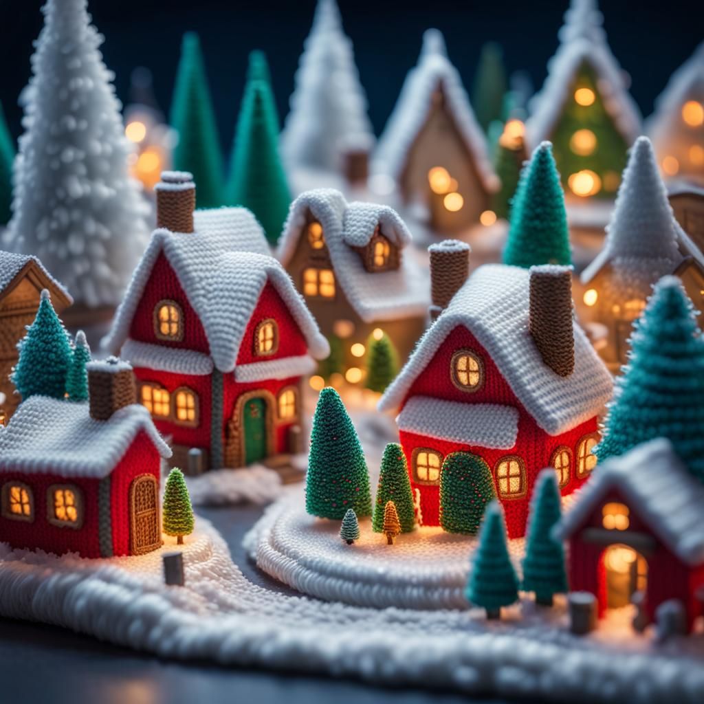 Crochet Christmas village   by @NeilH_ai