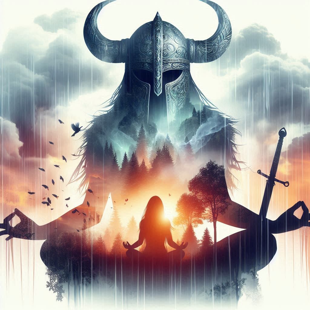 double exposure beautiful fantasy DALL-E 3 portrait landscape..