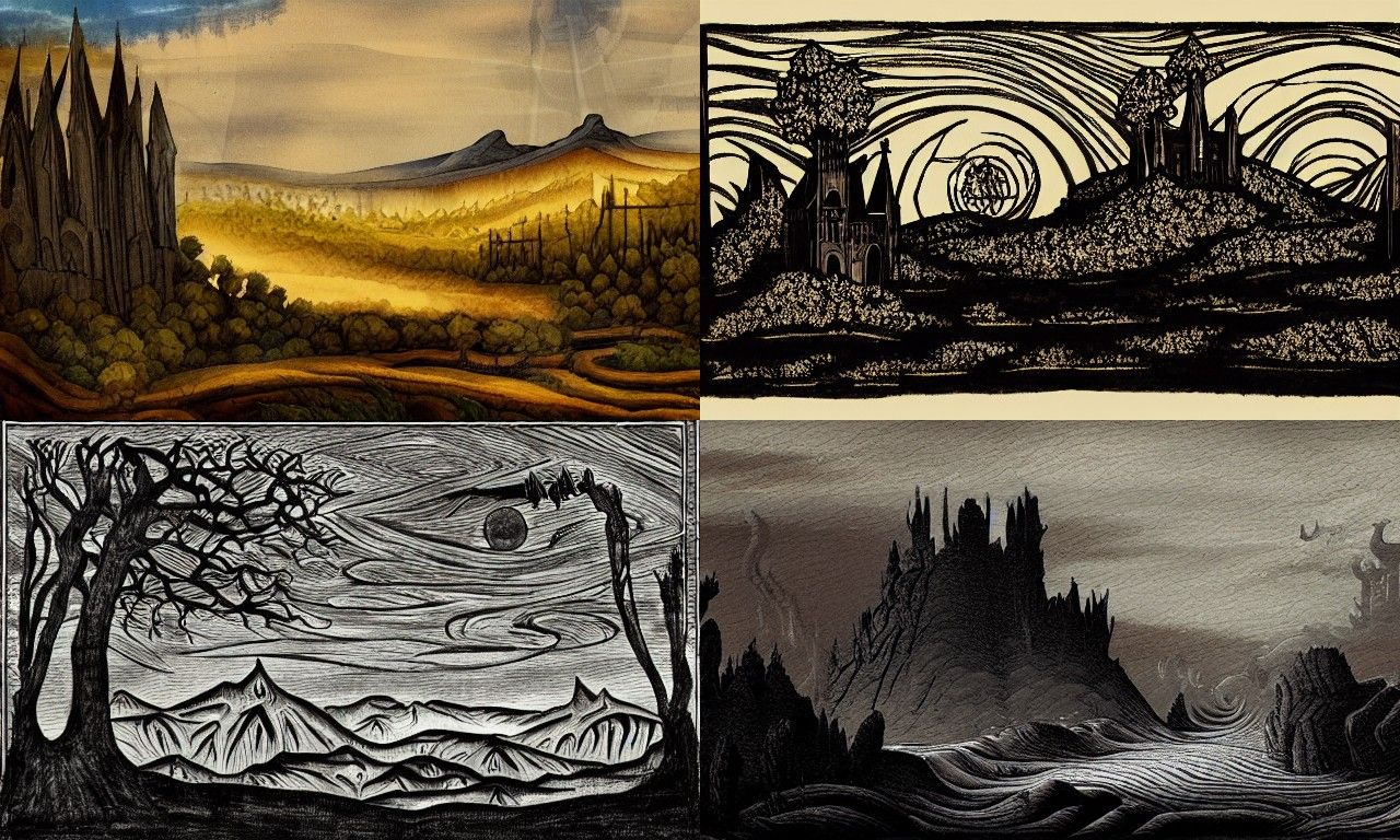 Landscape in the style of Gothic art