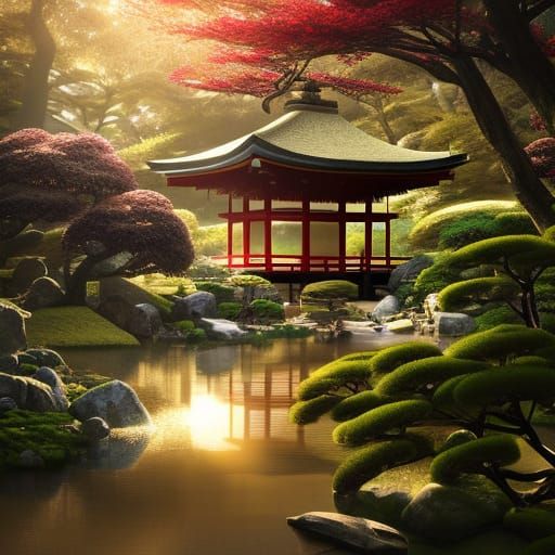 beautiful japanese gardens - AI Generated Artwork - NightCafe Creator