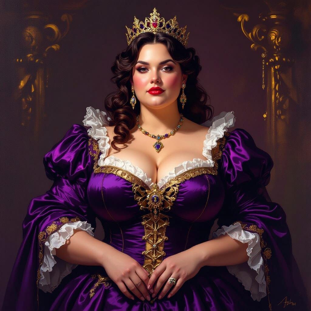 bbw queen , femme de race blanche , 1,80 m , 110 KG , autoritaire , fière .