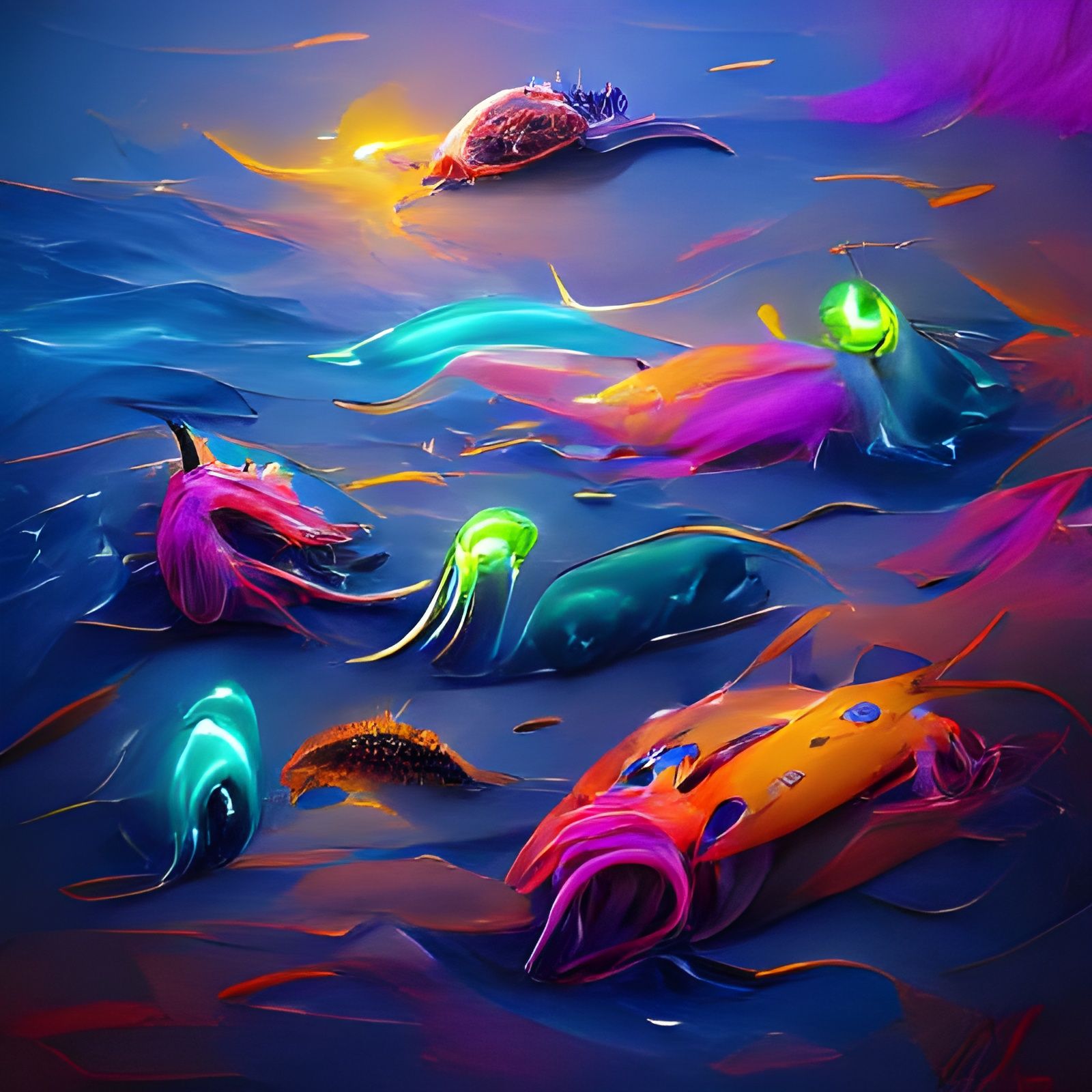 Painting of Open sea creatures 8k resolution beautiful artwo...