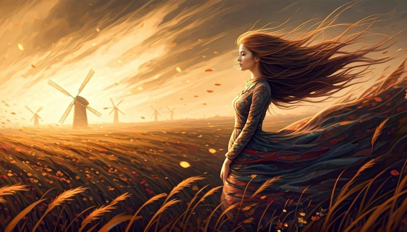 An ethereal and atmospheric image featuring a female standing in a dreamy landscape. long flowing hair ...  by @Kindly Offer