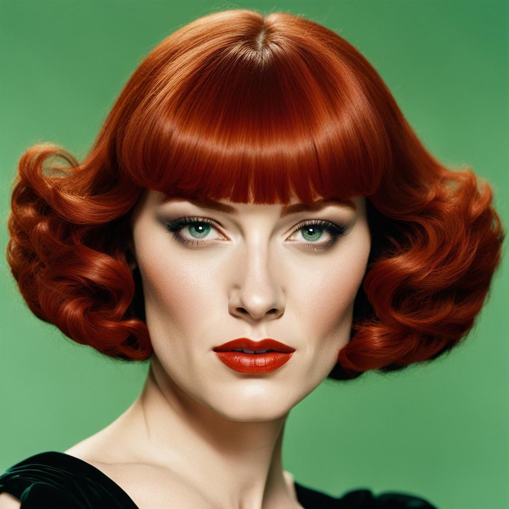 MGM women with red hair bumper bangs - AI Generated Artwork - NightCafe ...