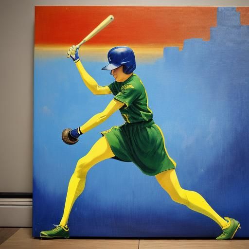 Female Baseball Player in Surrealist Style