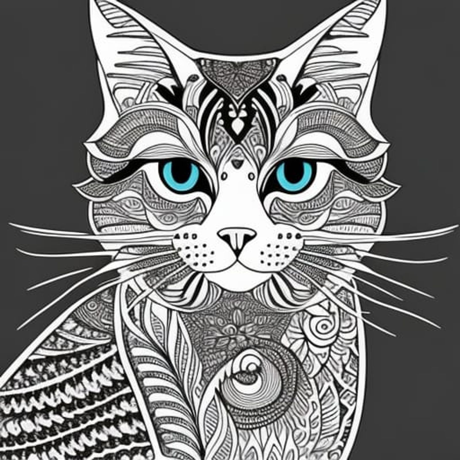 Cat Colouring book for Adults, page five - AI Generated Artwork - NightCafe  Creator