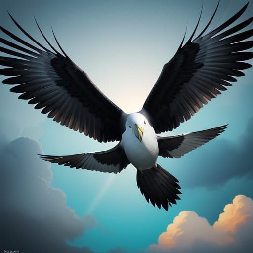 Majestic Albatross Soars Through Vibrant Sky Splash Art