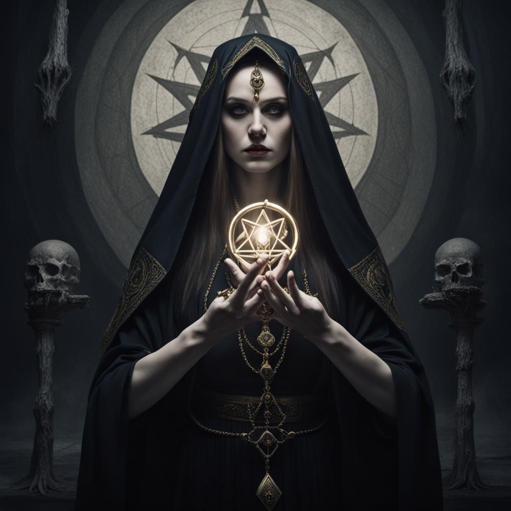 Occult priestess holding down dark truth - AI Generated Artwork ...