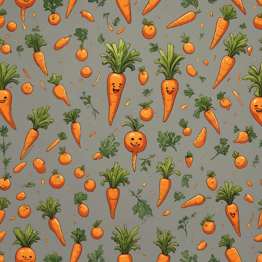 Smiling Orange and Crying Carrot in 3D Anime Art