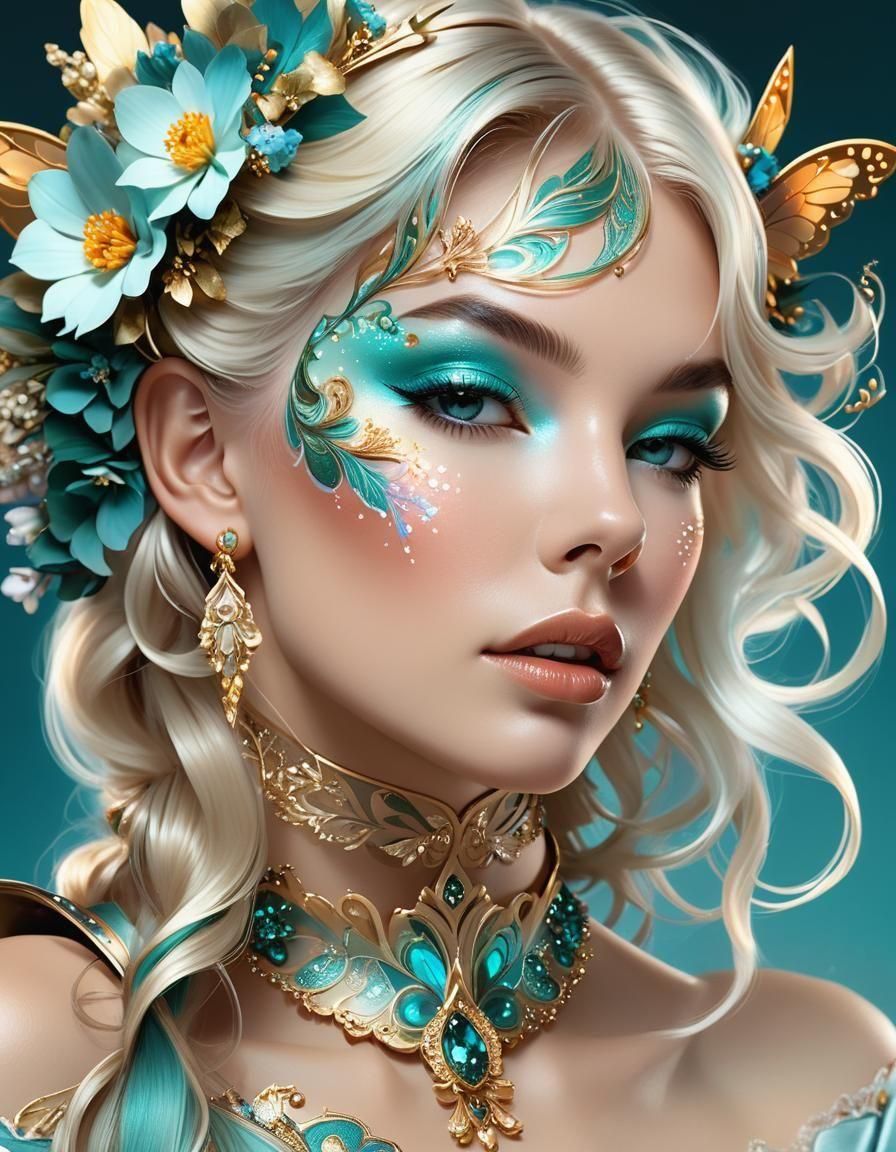 A woman with fairy face painting makeup.  by @Evipls