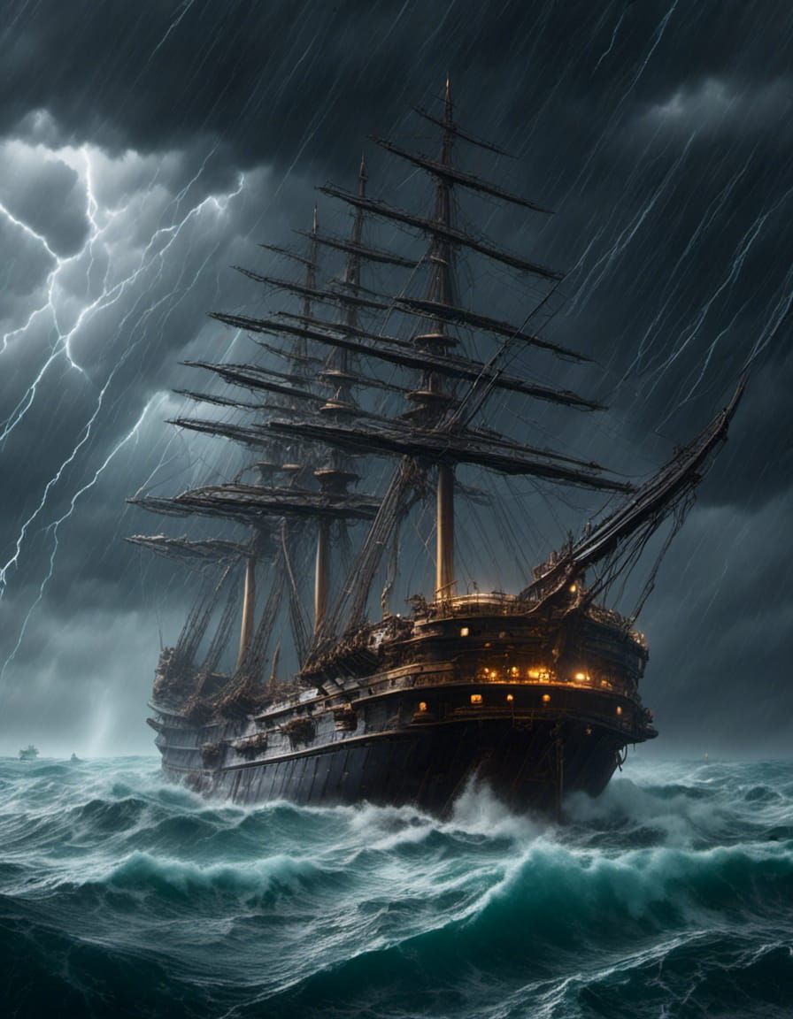 Stormy Seas: A Ship Braving the Tempest