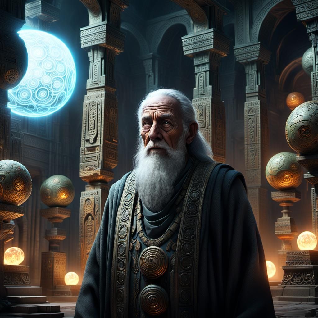 Ancient Being in Ethereal Temple: Digital Matte Painting