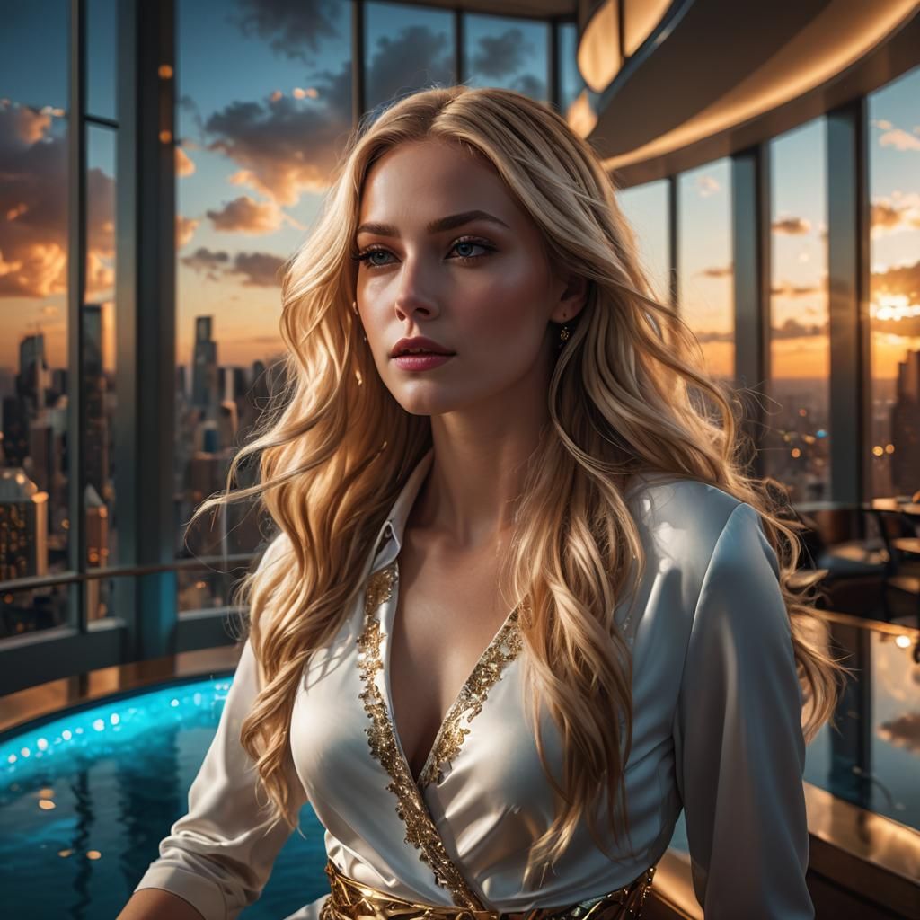 Opulent Penthouse: A Moment of Reflection